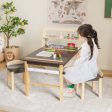 Kids Art Table and Chairs Set with Paper Roll and Storage Bins-Coffee Cheap