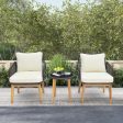 3 Pieces Patio Furniture Set with Cushioned Chairs and Tempered Glass Side Table-Black Online now