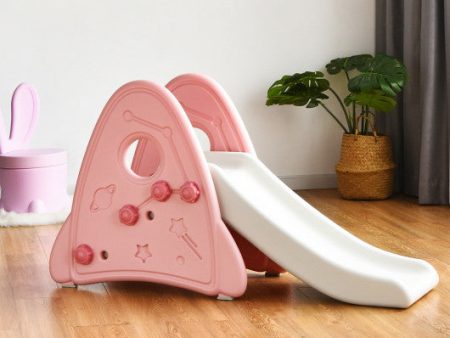 Freestanding Baby Slide Indoor First Play Climber Slide Set for Boys Girls -Pink on Sale