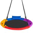 40 inch Saucer Tree Outdoor Round Platform Swing with Pillow and Handle-Multicolor Sale