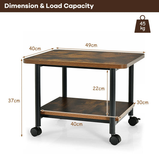 Under Desk Printer Stand with 360° Swivel Casters-Brown Online