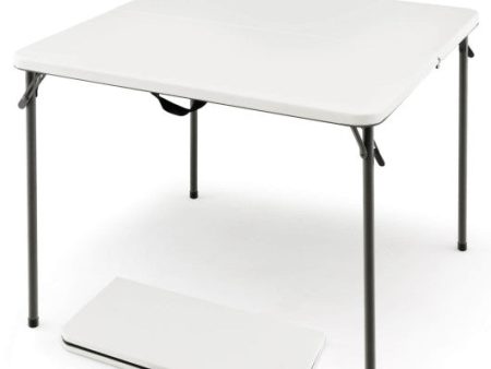 Folding Camping Table with All-Weather HDPE Tabletop and Rustproof Steel Frame-White For Sale