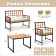 4 Pieces Acacia Wood Patio Dining Set with 1 Rectangular Table-Natural Supply