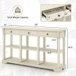 58  Retro Console Table with 3 Drawers and Open Shelves Rectangular Entryway Table-White For Sale