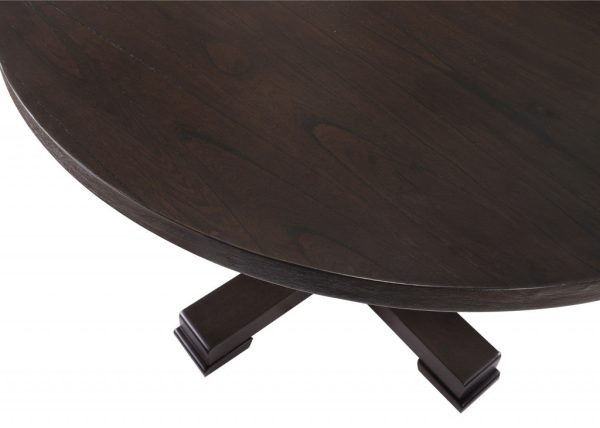 47  Black Rounded Solid Wood Pedestal Base Dining Table For Discount