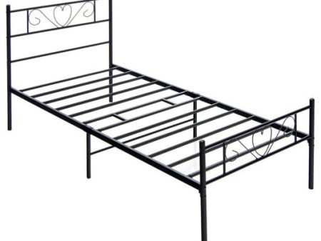 Twin XL Metal Bed Frame with Heart-shaped Headboard For Discount