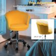 Upholstered Velvet Kids Desk Chair with Wheels and Seashell Back-Yellow on Sale