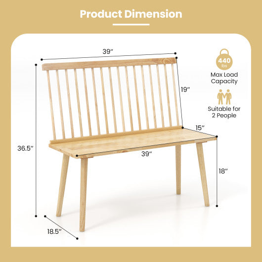 Entryway Bench for 2 with Spindle Back for Kitchen Dining Room Hallway-Natural Online Sale