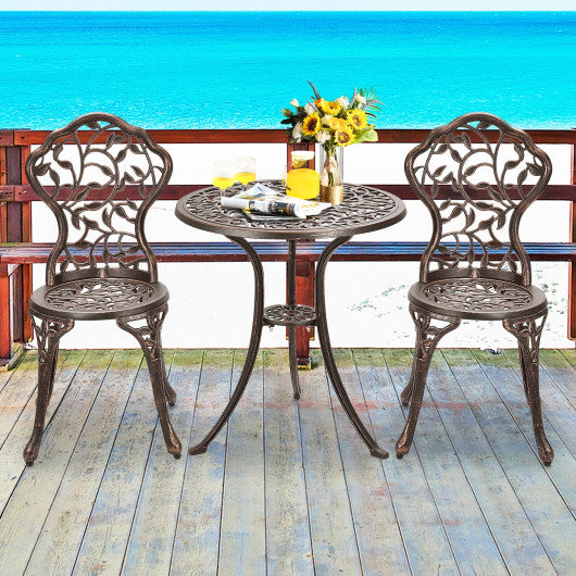 3 Pieces Cast Aluminum Bistro Set Fashion