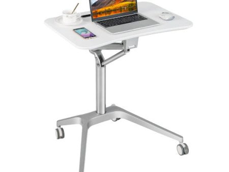 Mobile Standing Laptop Desk with Tablet Holder and 4 Rolling Casters-White Cheap