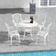 5 Piece Patio Bistro Table Chair Set with Umbrella Hole and Aluminum Frame-White Online now