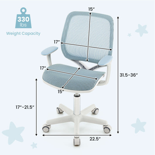 Swivel Mesh Children Computer Chair with Adjustable Height-Blue Online