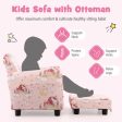 Kids Single Sofa with Cute Patterns  Ergonomic Backrest and Armrests-Pink Supply