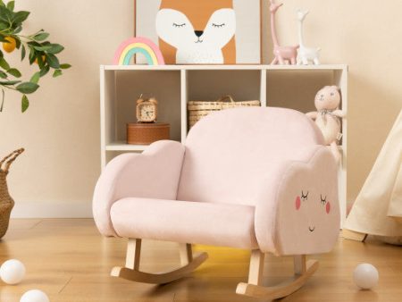 Upholstered Toddler Rocker with Solid Wood Legs and Non-slip Foot Pads-Pink Discount