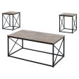 Set of Three 42  Beige And Black Metal Coffee Table For Discount