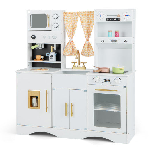 Kids Kitchen Playset with Microwave and Coffee Maker for Ages 3+-White For Cheap