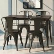 4 Pieces Tolix Style Metal Dining Side Chair Stackable Wood Seat-Black Sale