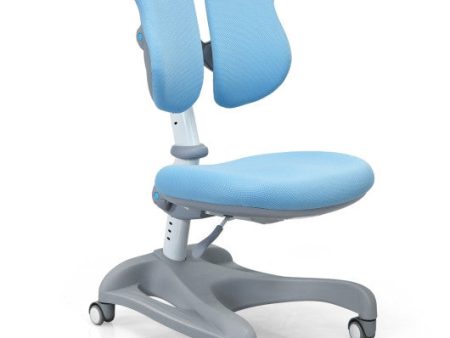 Adjustable Height Student Chair with Sit-Brake Casters and Lumbar Support for Home and School-Blue Sale