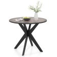 36-Inch Mid Century Modern Kitchen Table with Faux Marble Tabletop and Solid Rubber Wood Legs-Black Online Hot Sale