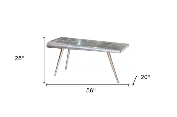 56  Silver Aluminum Three Leg Console Table Online Sale