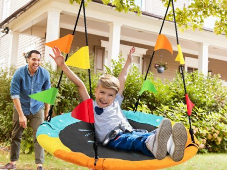 40 Inch Indoor Outdoor Flying Saucer Tree Swing with Hanging Strap Fashion