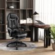 Gaming Chair Racing Style Swivel Chair with Footrest and Adjustable Lumbar Pillow-Gray Online now