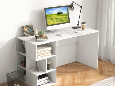 Modern Computer Desk with 3 Tier Storage Shelves for Home Office-White Online Sale