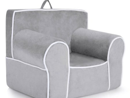 Upholstered Kids Sofa with Velvet Fabric and High-Quality Sponge-Gray Online now