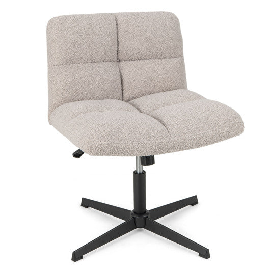 Office Armless Chair Cross Legged with Imitation Lamb Fleece and Adjustable Height-Gray Online Hot Sale