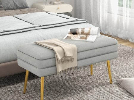 Velvet Upholstered Storage Bench with Removable Top-Grey Supply