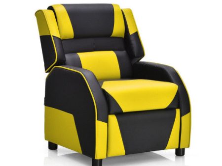 Kids Youth PU Leather Gaming Sofa Recliner with Headrest and Footrest-Yellow Fashion