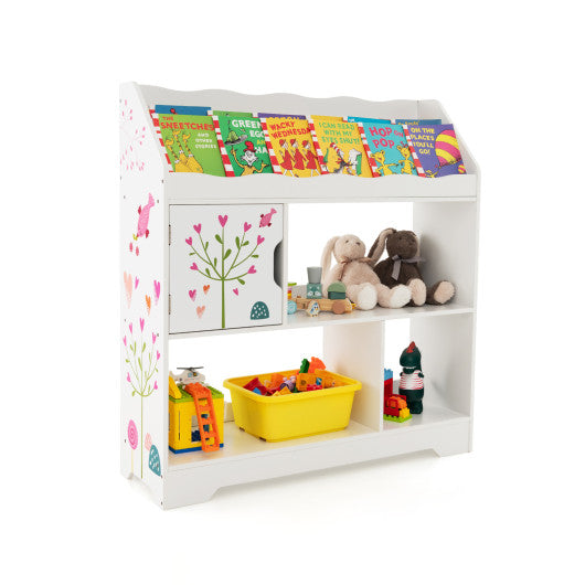 Kids Toy Storage Organizer with Book Shelf and Storage Cabinet-White on Sale