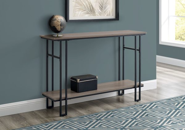 47  Gray and Black Frame Console Table With Shelves Online now