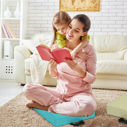 6 Pieces 15 Inches Square Toddler Floor Cushions Flexible Soft Foam Seating with Handles-Blue Fashion