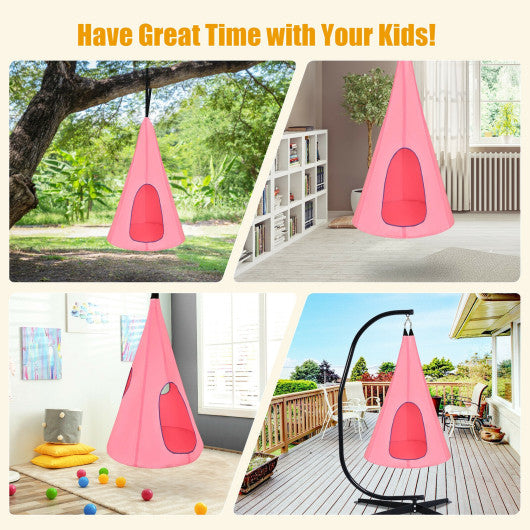 32 Inch Kids Nest Swing Chair Hanging Hammock Seat for Indoor and Outdoor-Pink Online Sale