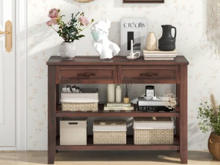 3-tier Console Table with 2 Drawers for Living Room Entryway Online Hot Sale