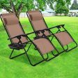 2 Pieces Folding Lounge Chair with Zero Gravity-Brown Supply