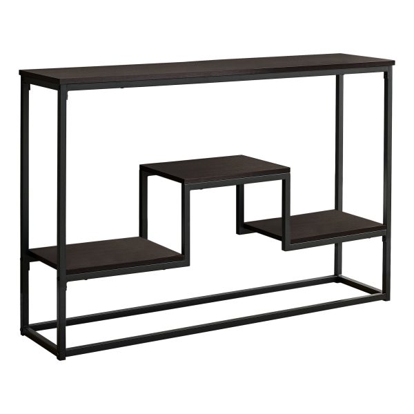 48  Brown and Black Frame Console Table With Shelves Discount