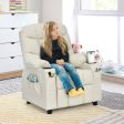 PU Leather Kids Recliner Chair with Cup Holders and Side Pockets-Beige Online Sale