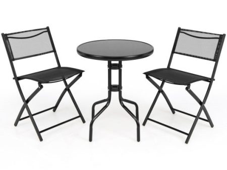 3 Pieces Folding Bistro Table Chairs Set for Indoor and Outdoor Cheap