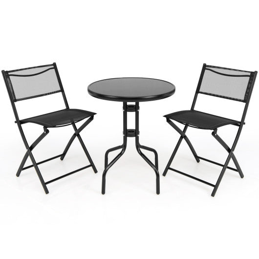 3 Pieces Folding Bistro Table Chairs Set for Indoor and Outdoor Cheap