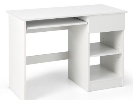 Wooden Computer Desk with CPU Stand-White For Discount