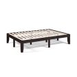 14 Inch Full Size Wood Platform Bed Frame with Wood Slat Support-Brown For Discount