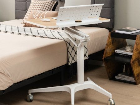 Height Adjustable Mobile Standing Desk with Detachable Holde-Natural Supply