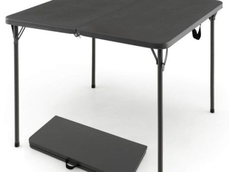 Folding Camping Table with All-Weather HDPE Tabletop and Rustproof Steel Frame-Gray Supply