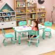 Kids Table and Chairs Set for 4 with Graffiti Desktop-Green Online