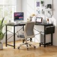 Modern Reversible Computer Desk with Storage Pocket and CPU Stand for Working Writing Gaming-Dark Gray Supply