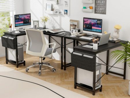 Modern Reversible Computer Desk with Storage Pocket and CPU Stand for Working Writing Gaming-Dark Gray Supply