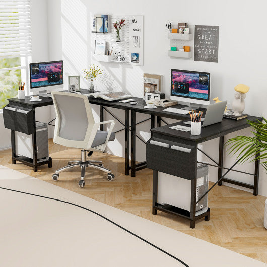 Modern Reversible Computer Desk with Storage Pocket and CPU Stand for Working Writing Gaming-Dark Gray Supply