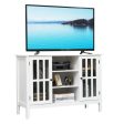 Wooden TV Stand Console Cabinet for 50 Inch TV-White For Sale